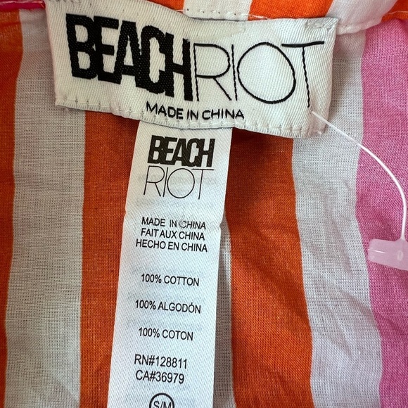 Beach Riot 100% Cotton Alexa Top Buttoned In Sunset Stripes Beach Coverup S/M - Picture 7 of 12